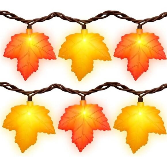 8.5 FT 3D Maple Leaf Lights 10 LED Orange & Yellow Maple Leaf Plug in - Picture 7 of 7